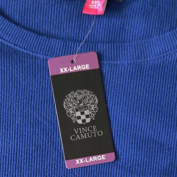NWT - VINCE CAMUTO 100% COTTON BLUE PUFF SLEEVE RIB TOP - SIZE XXL - Picture 6 of 7
